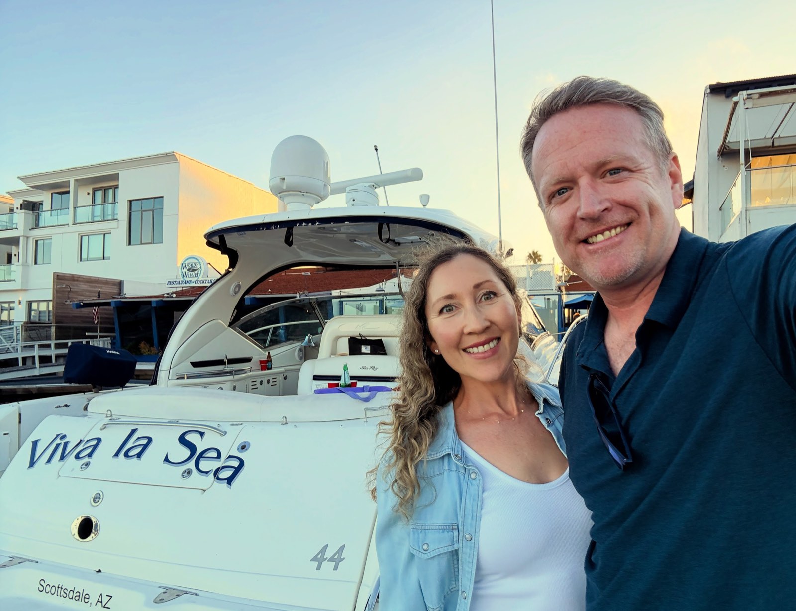 David and his partner at the dock aboard "Take it E-Sea"